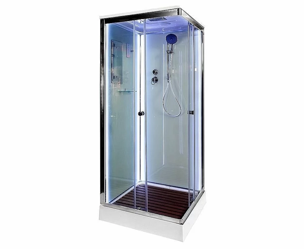 Душевая кабина DTO K409S 90x90 LED с электрикой прозрачная/хром