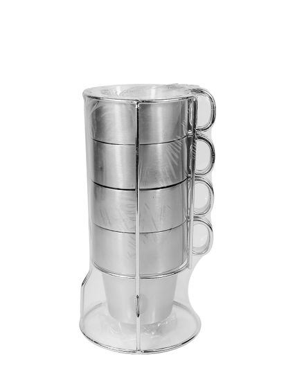 Набор кружек туристический 4 шт. Kamille KM 4379 из нержавеющей стали на подставке