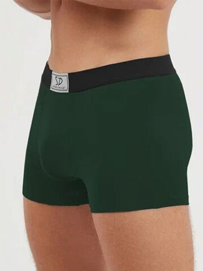 Хлопковые трусы-боксеры с нашивкой на резинке (Размер: XXXL) (Цвет: темно-синий)