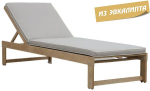 Шезлонг деревянный с матрасом Tagliamento Liam, натуральный, светло-голубой