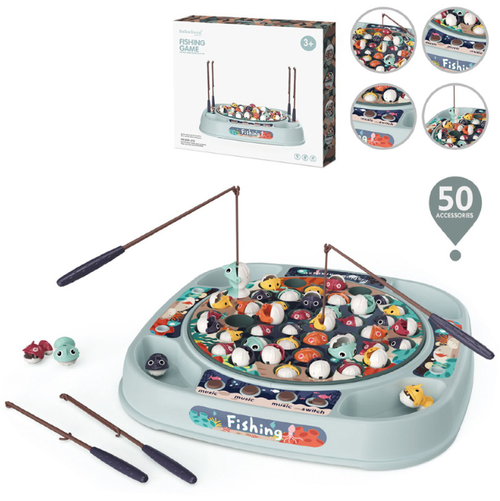 Игровой набор "Рыбалка" с четырьмя удочками, голубой