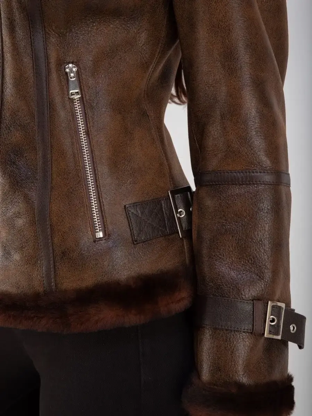 Дубленка авиатор натуральная короткая Турция