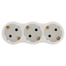 Разветвитель электрический ЭРА SPx-3e-W на 3 розетки с заземлением 16А белый