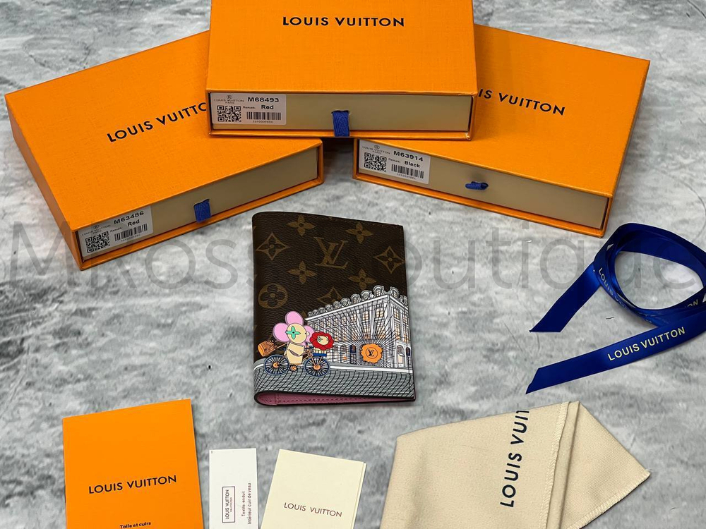 Женская обложка для паспорта Louis Vuitton с принтом