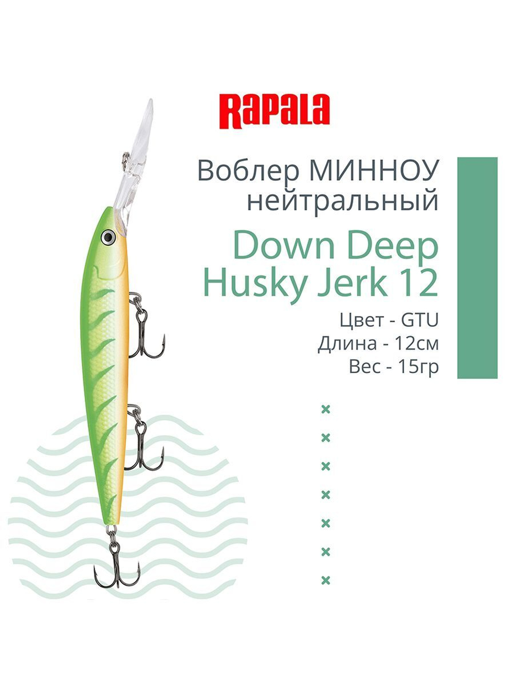 Воблер RAPALA Down Deep Husky Jerk 14, 14см, 23гр, цвет GF