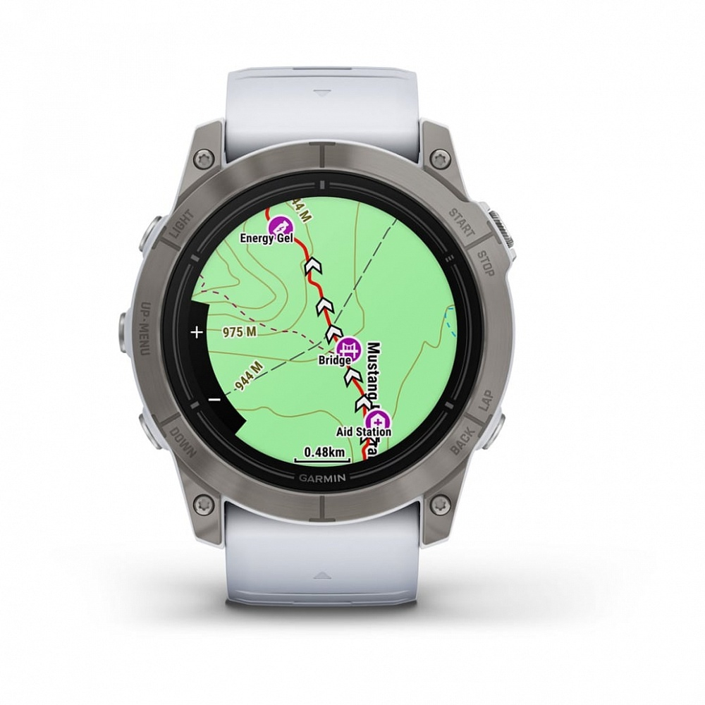 Смарт часы Garmin Epix Pro (Gen 2) Sapphire Edition 51 мм, титановый белый, DLC, белый силиконовый ремешок