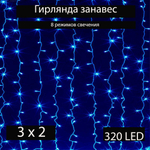 Гирлянда интерьерная штора-занавеска ЖЕЛТАЯ 2 х 2 метра 240 светодиодных лампочек