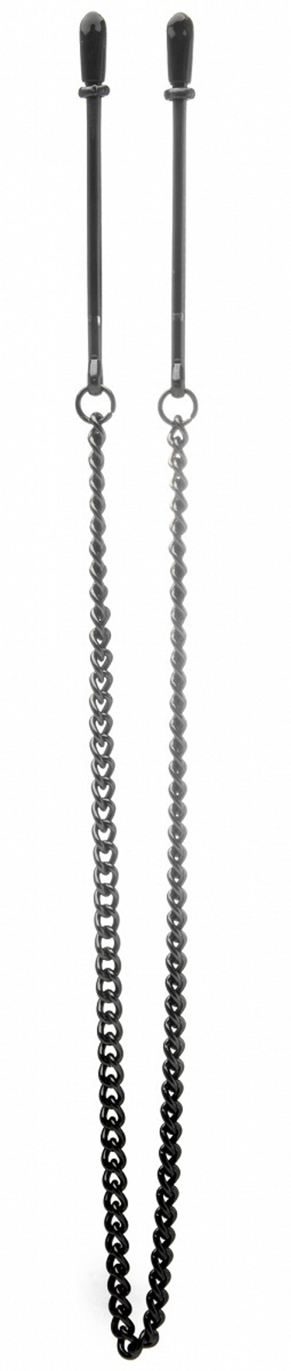 Чёрные клипсы на соски с цепочкой (Цвет: черный)