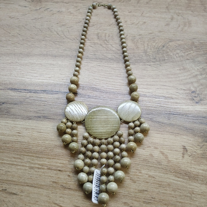 Колье Рафаэлло с подвесами, дерево, цвет бежевый, 47 см