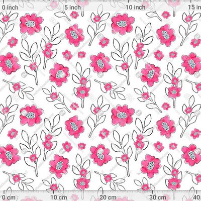 Розовый узор из цветов. Акварель и графика. by Маната 698 DPI