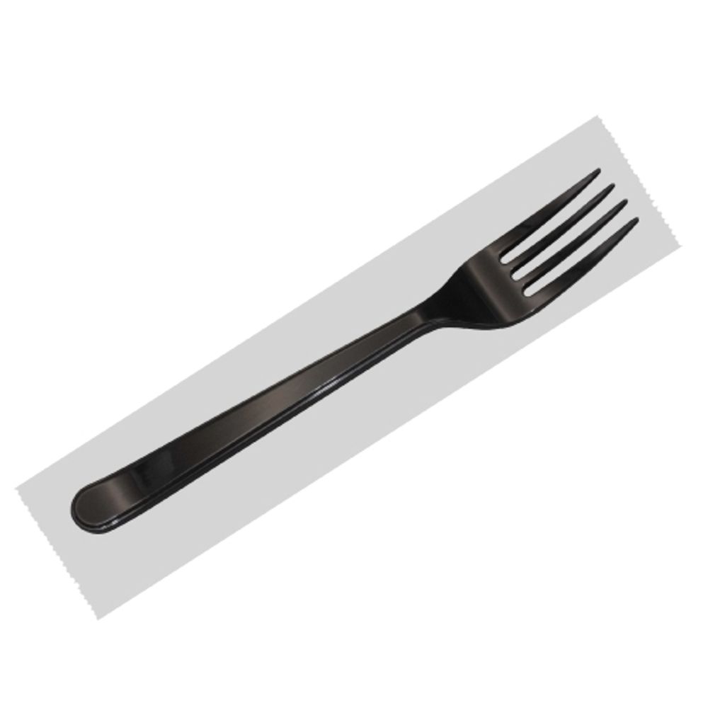 Одноразовые вилки 180мм в индивидуальной упаковке черные (1/600шт)