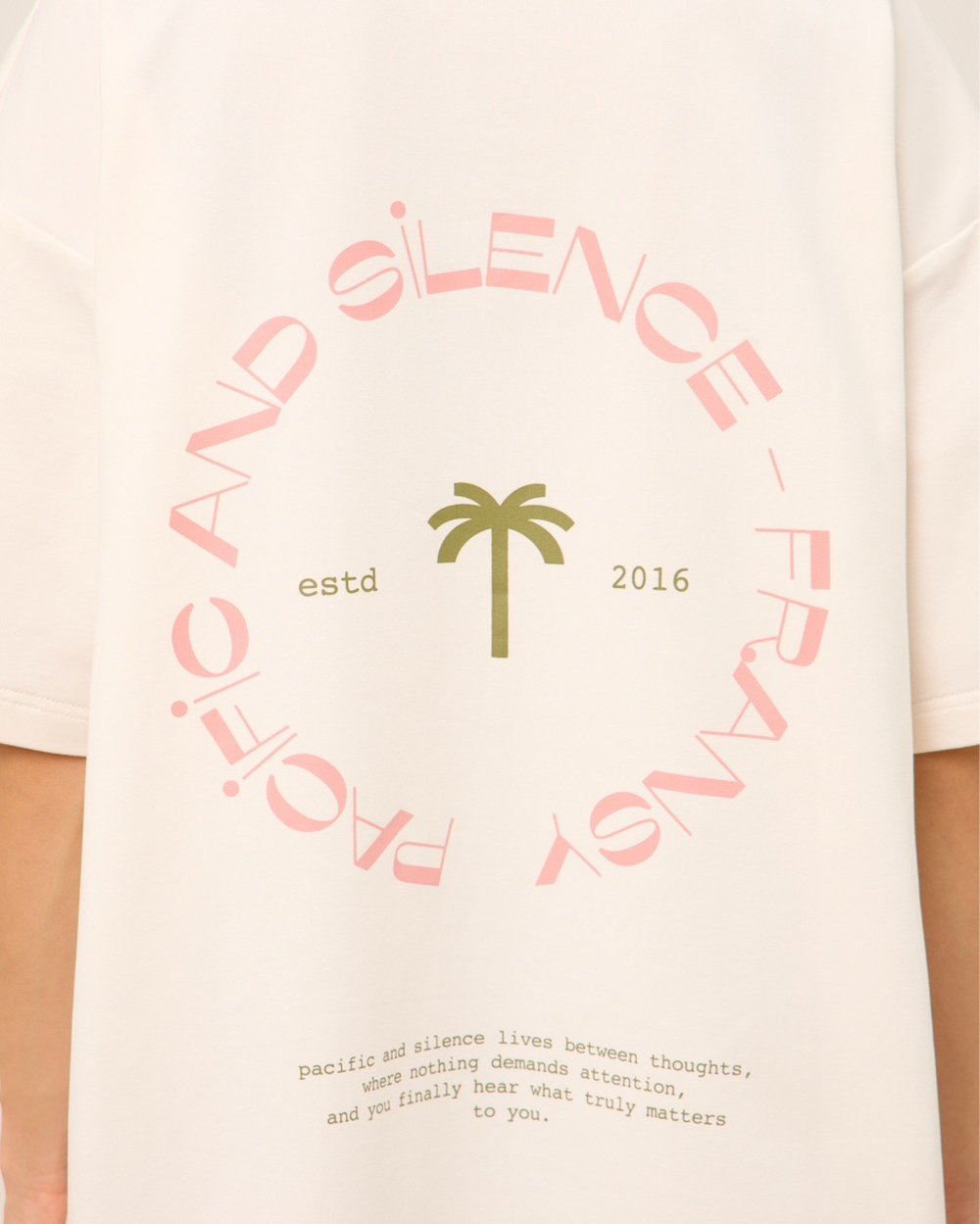 Футболка 05, ТИШИНА И УМИРОТВОРЕНИЕ, розово-зеленая