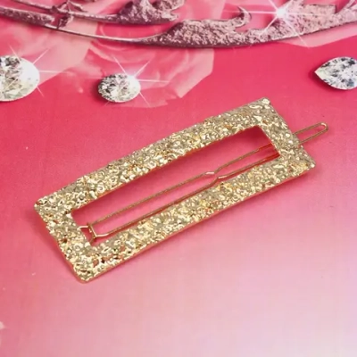 Зажим для волос на блистере «АТЛАНТА», прямоугольник, цвет золото, 6.5*2.5см (пакет с подвесом)