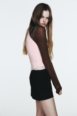 ZARA ЮБКА-ШОРТЫ С РЕМНЕМ, ЧЕРНЫЙ