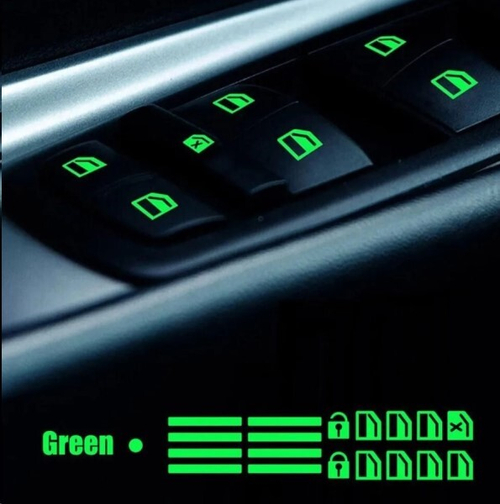 Наклейки флуоресцентные на кнопки стеклоподъемников, блокировки дверей (P.R.C.)