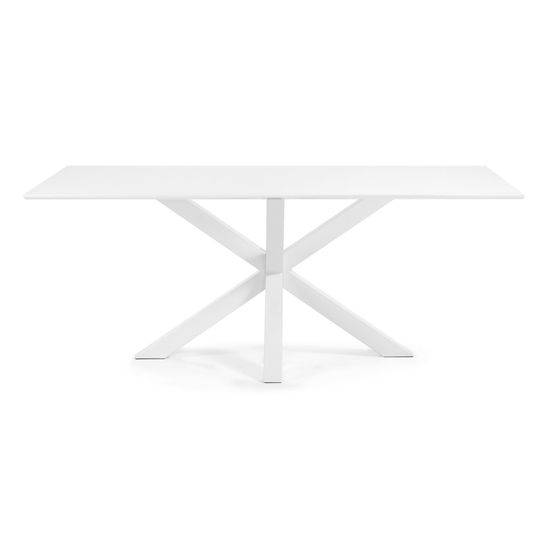 Белый лакированный стол Arya со стальными ножками 200x100