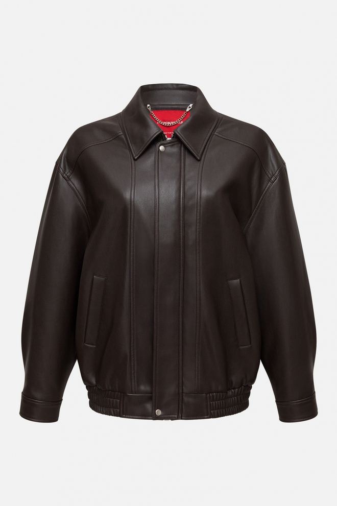 Бомбер оверсайз из экокожи