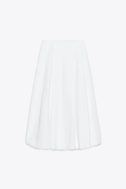 ZARA ЮБКА МИДИ СО СКЛАДКАМИ, БЕЛЫЙ