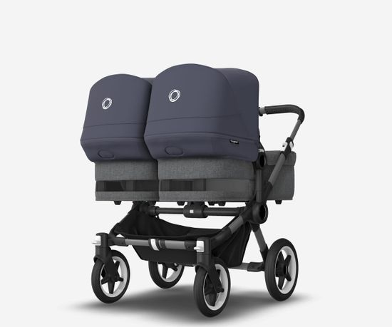 Коляска для двойни 2 в 1 Bugaboo Donkey 5 Twin Stormy blue/Grey melange/Graphite