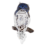 Брошь Сова с Цветными Сапфирами и Бриллиантами, Brs0171-1/9