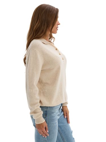 Бежевое поло с длинным рукавом из шерсти