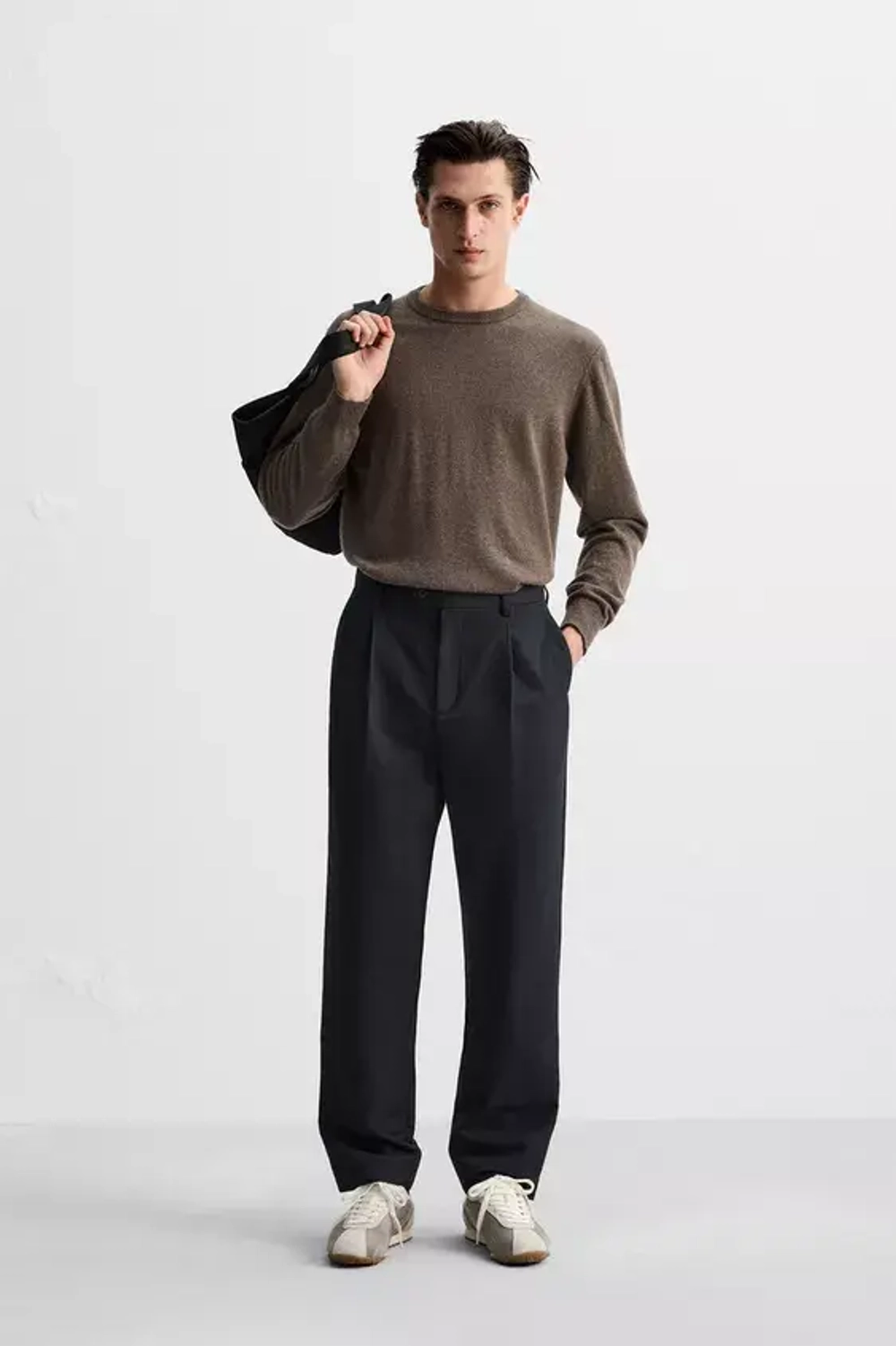 ZARA СВИТЕР ИЗ 100% КАШЕМИРА, КОРИЧНЕВЫЙ С МЕЛАНЖЕВЫМ ЭФФЕКТОМ