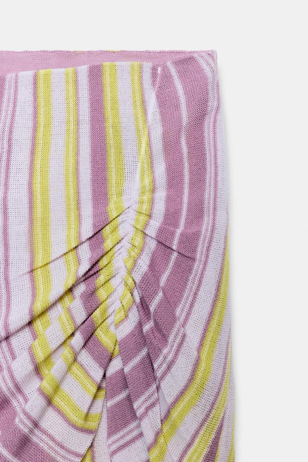 ZARA ДЛИННЫЕ ТРИКОТАЖНЫЕ ЮБКА-БРЮКИ В ПОЛОСКУ, РАЗНОЦВЕТНЫЙ