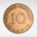 Germany, 10 Pfennigs, 1950, (Karlsruhe Mint - "G"), VF
