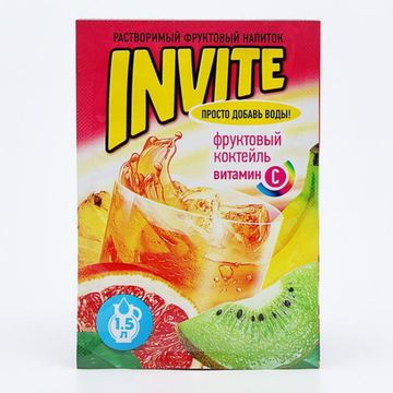 Растворимый напиток Invite со вкусом фруктовый коктейль, 9 г (Турция)