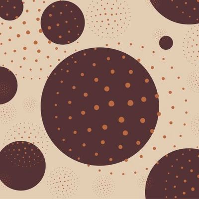 Абстрактный паттерн с коричневыми кругами на бежефом фоне с точками