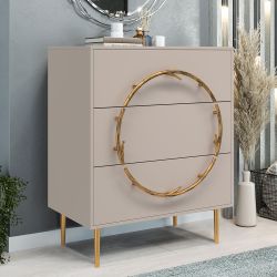 Комод Арт Колор matte Стайл Голд с 3 ящиками Серый агат матовый