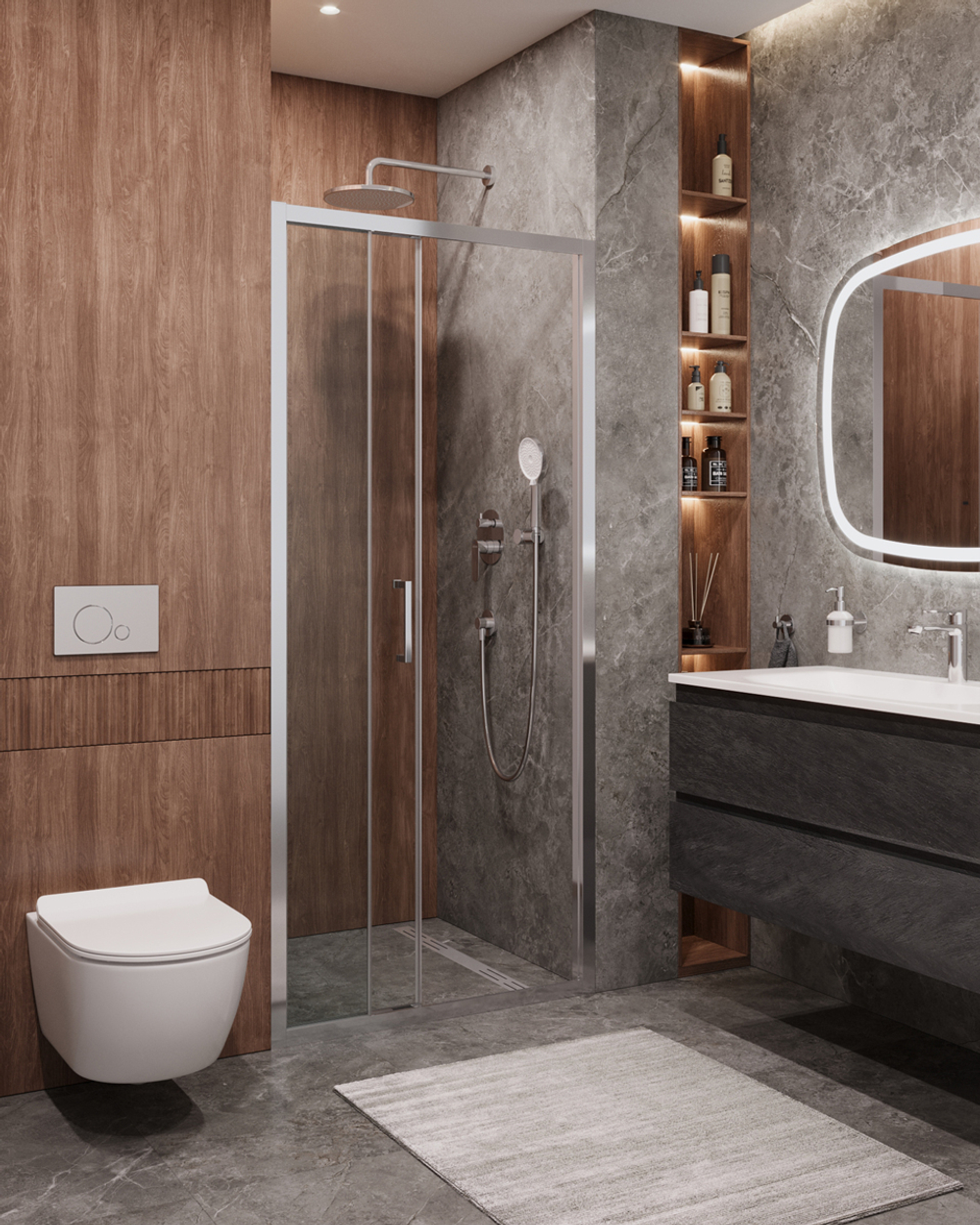 Душевая дверь CEZARES MOLVENO-BF-3-100-C-Cr-IV, 100х195, профиль хром, стекло прозрачное