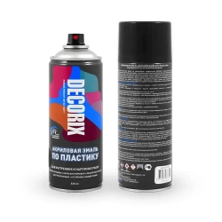 Краска для пластика черная глянцевая аэрозольная DECORIX - эмаль по пластику в баллончике 520 мл
