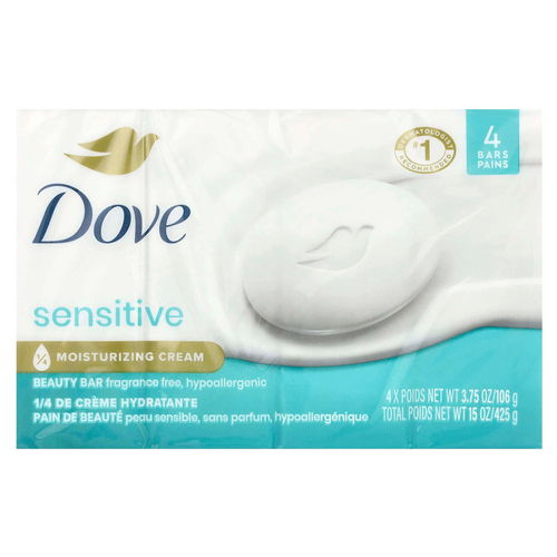 Dove, кусковое мыло, для чувствительной кожи, без отдушки, 4 шт. по 106 г (3,75 унции)