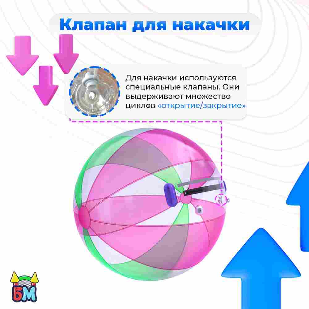 Аттракцион Водный шар ПВХ «Розово-зелёный» 2*2*2 м