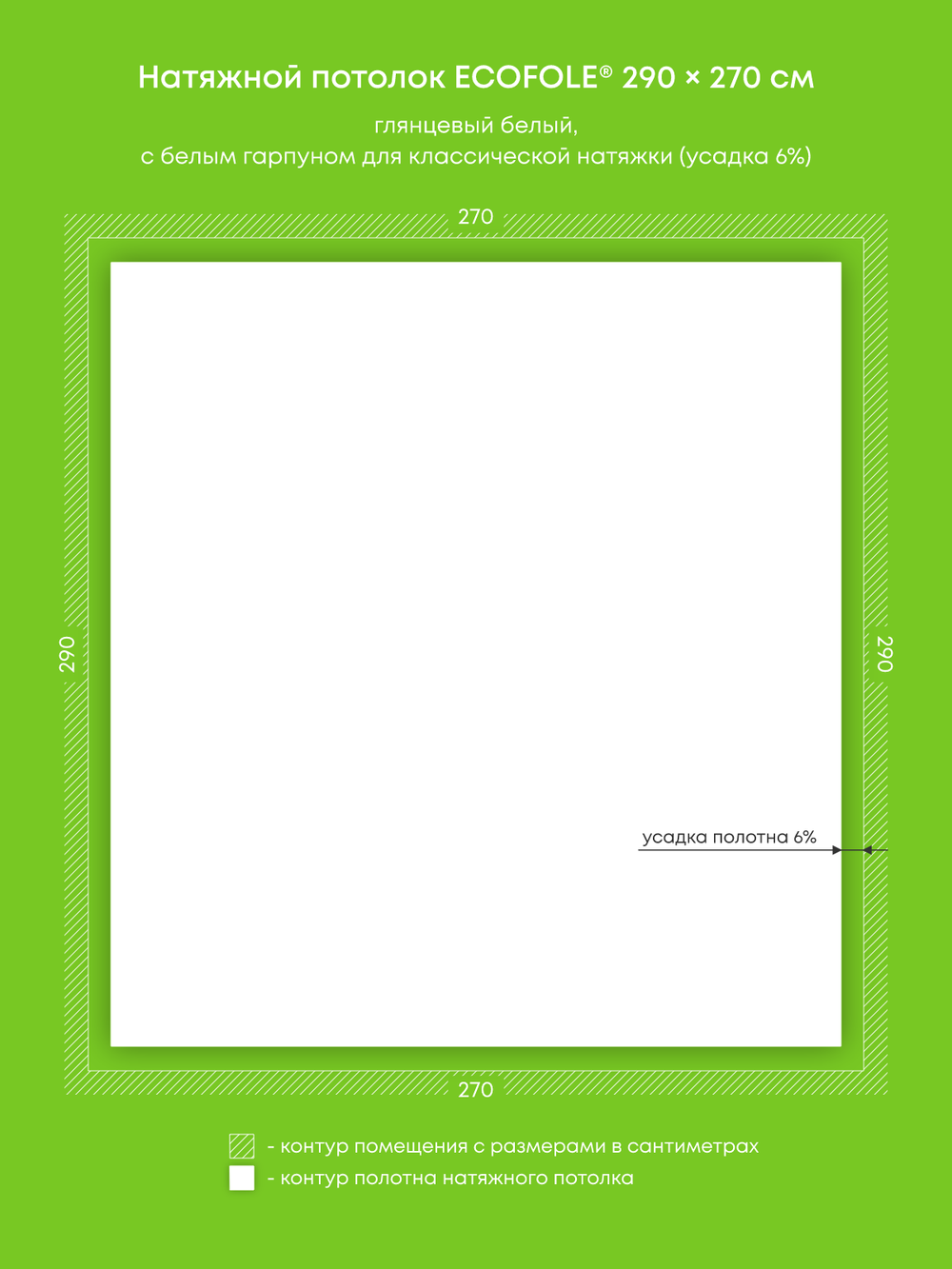 Глянцевый натяжной потолок 7.8 м2