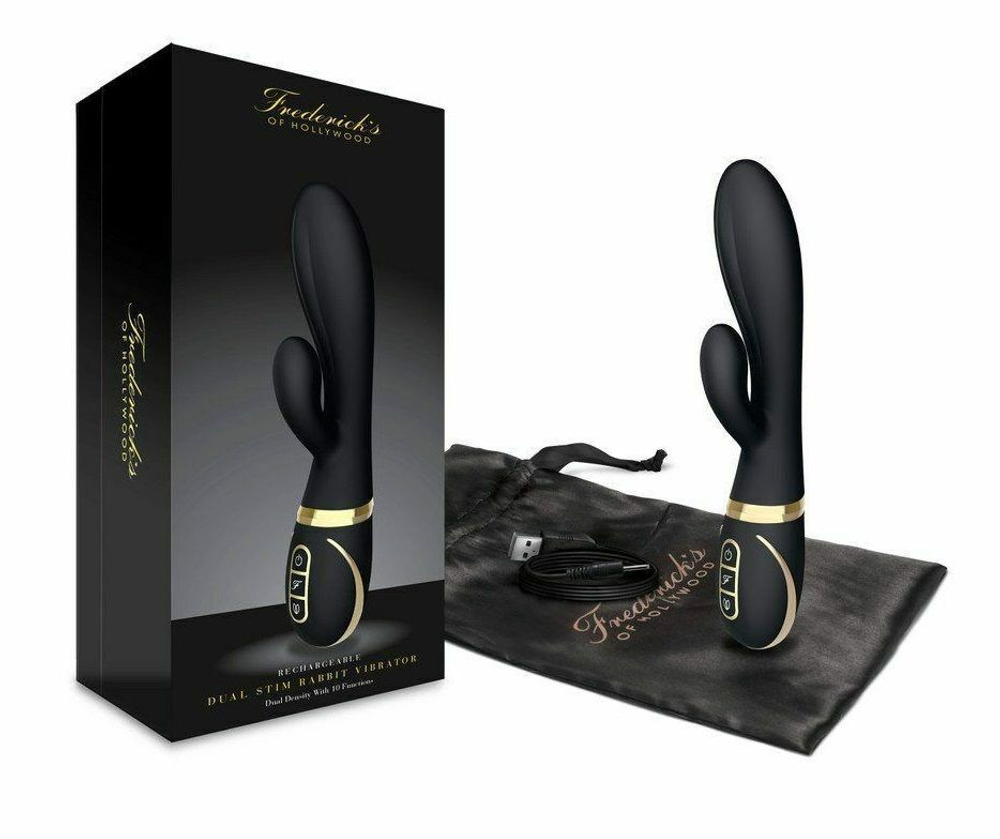 Черный вибратор-кролик Dual Stim Rabbit Vibrator (Цвет: черный)