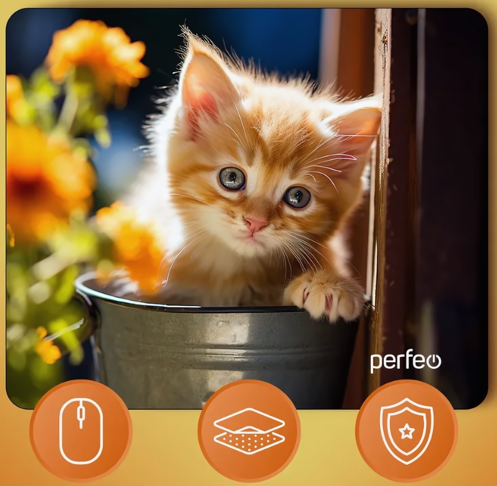 Perfeo Коврик для компьютерной мыши &quot;Cat&quot;, Рис.38 (240*200*2 мм), ткань+резиновое основание