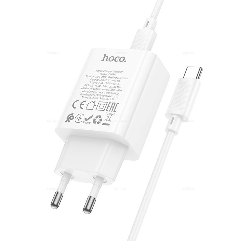 Зарядное устройство для Type-C Hoco C143A PD20W (white)