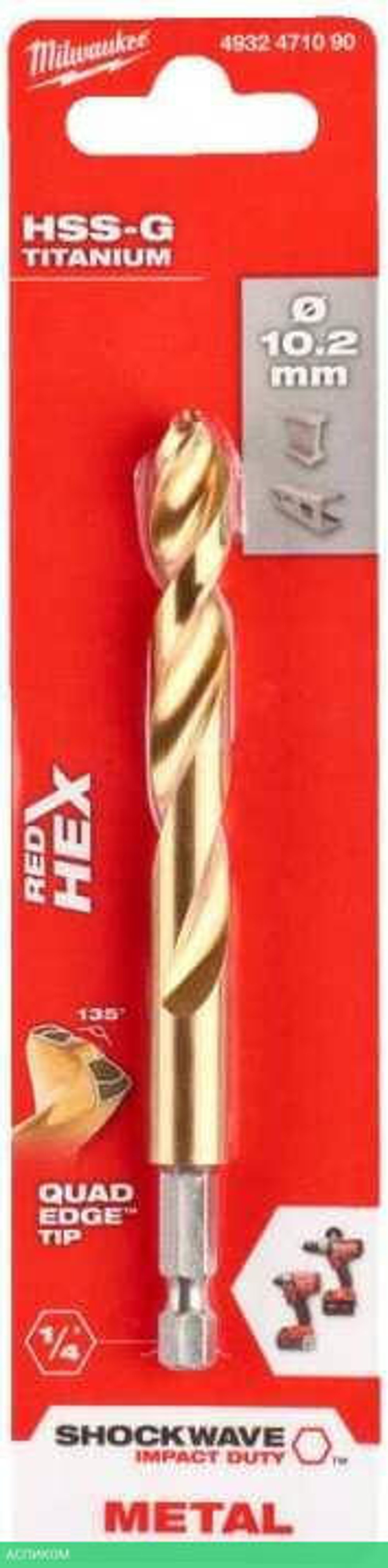 Сверло по металлу Milwaukee RedHEX HSS-TiN 10.2мм (4932471090)
