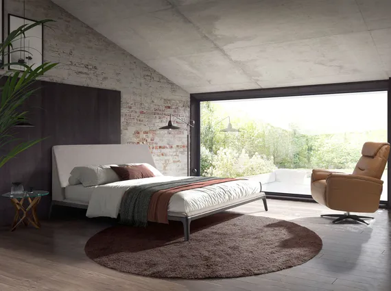 Кровать Angel Cerda 7155 из серой ткани