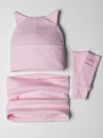 Шапка для девочки осенняя с митенками и снудом