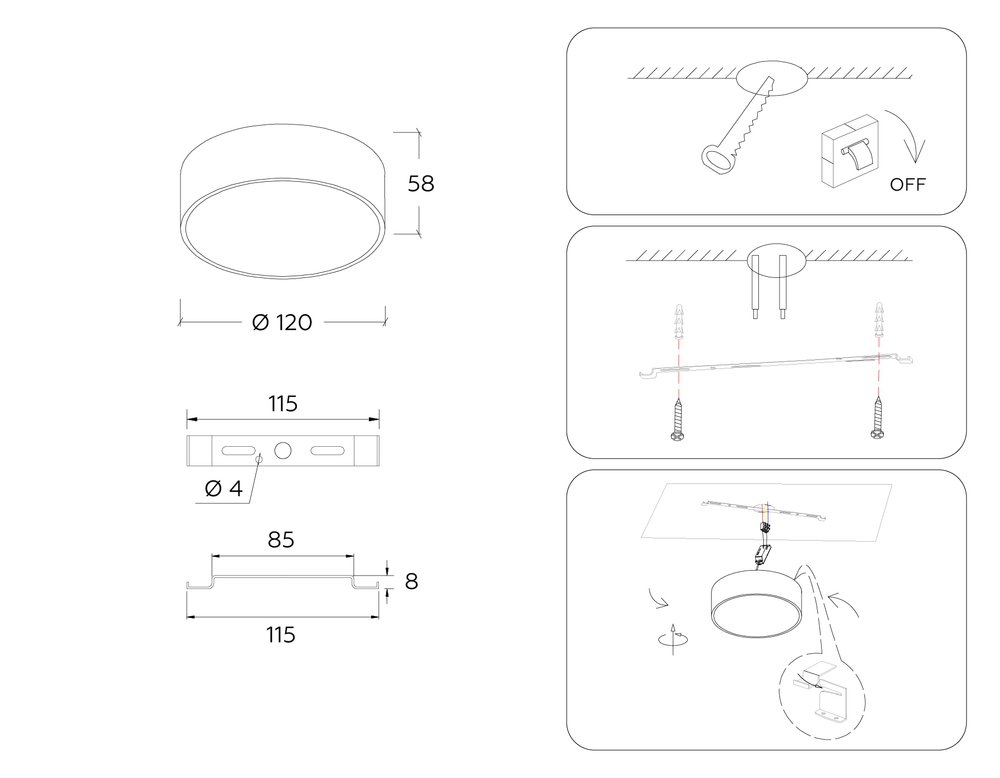 Светильник светодиодный потолочный FV5511 WH белый LED 15W 3000K D120*58 (Без ПДУ)