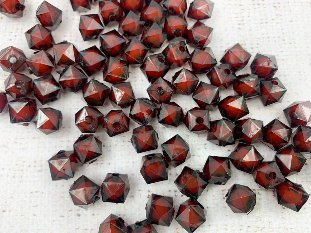Бусины пришивные граненые акриловые, d 12 мм, винный