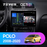 Магнитола для Volkswagen Polo 5 2009-2020 (рамка черная глянцевая) - Teyes CC3-2K монитор 13", QLED+2K, Android 10, ТОП процессор, 4G SIM-слот, CarPlay