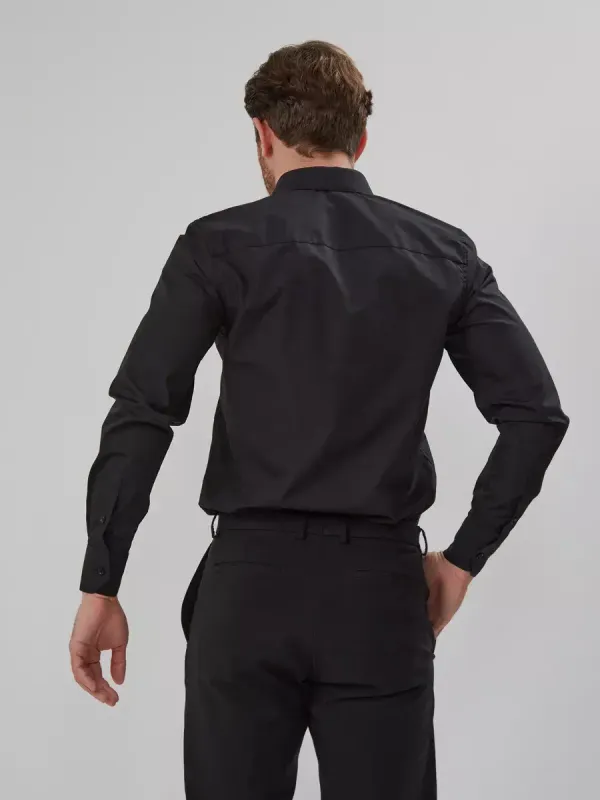 Рубашка на невысокий рост LOW SLIM FIT с длинным рукавом, черная