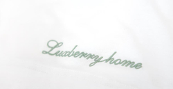 Элитное постельное белье Трикотаж Джерси голубое от Luxberry надпись