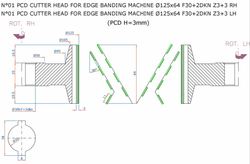 PCD фреза D.125x63x30+DKN Z=3+3 H=3 LH + RH для Filato, KDT, Homag, Biesse