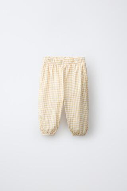 ZARA БРЮКИ В КЛЕТКУ, МЯГКИЙ ЖЕЛТЫЙ