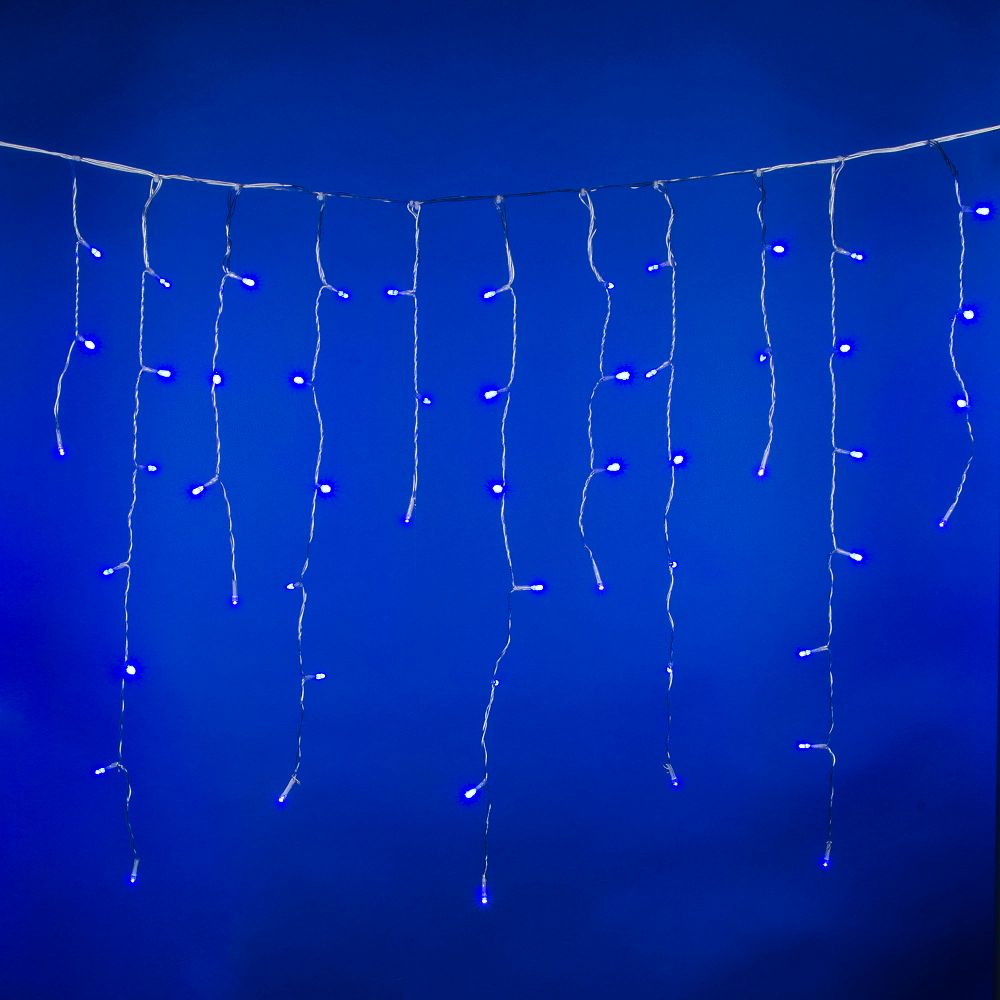ULD-B12006-195-TTK BLUE IP44 Бахрома светодиодная с эффектом мерцания. 12м. Соединяемая. 195 светодиодов. Синий свет. Провод прозрачный. ТМ Uniel